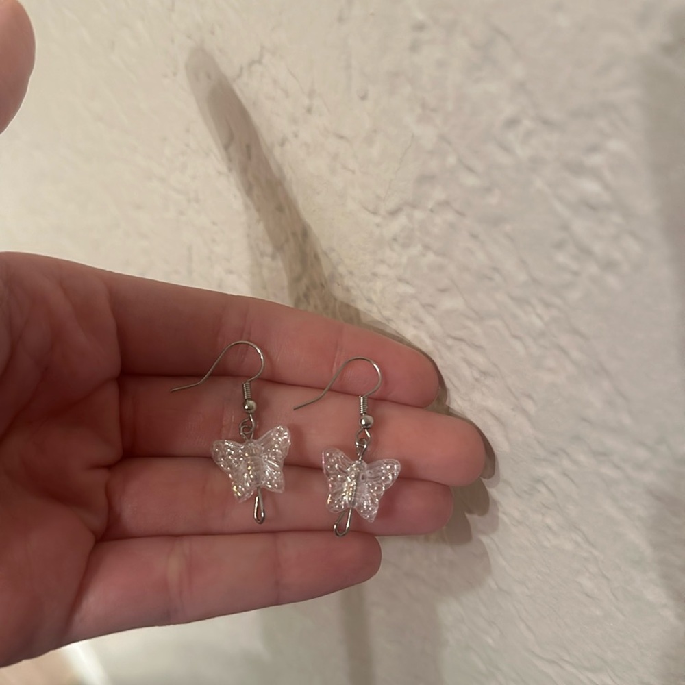 Handmade: Pair of Iridescent Butterfly Earrings